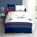Produktbild: Kaeppel Bettwäsche Segelboot Leuchtturm blau 135x200 cm + 80x80 cm - blau;rot;weiß