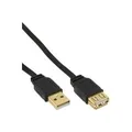 Produktbild: USB 2.0 Flachkabel Verlängerung, InLine, A Stecker/Buchse, schwarz, Kontakte gold, 2m (34620F)