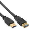 Produktbild: INLINE USB 2,0 Flachkabel Verlängerung, A Stecker / Buchse, schwarz, Kontakte gold, 2m
