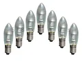 Produktbild: 7x LED 0,2W E10 10-55V Topkerzen Riffelkerzen Spitzkerzen Ersatz warmweiß klar