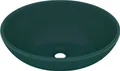 Produktbild: vidaXL s Ovales Waschbecken Matt Dunkelgrün 40x33 cm Keramik