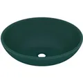 Produktbild: vidaXL Luxuriöses Ovales Waschbecken Matt Dunkelgrün 40x33 cm Keramik 146926