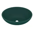 Produktbild: vidaXL Waschbecken Luxuriöses Ovales Waschbecken Matt Dunkelgrün 40x33 cm Keramik
