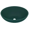 Produktbild: Luxuriöses Ovales Waschbecken Matt Dunkelgrün 40x33 Cm Keramik