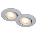 Produktbild: BRILONER - 2er Set LED Einbaustrahler 230V flach, schwenkbar, warmweißes Licht, LED Spot, flach, Deckenspots, Spots 230V, Einbauleuchten, Einbauspots, 68mm Lochmass, 8x3,2 cm, Chrom-matt