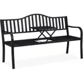 Produktbild: Relaxdays Gartenbank Stahl Schwarz mit Klapptisch 89 cm x 150 cm x 58,5 cm 17 kg