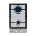 Produktbild: Gaskochfeld 30 cm 2 flammig Edelstahl Herdplatte Einbau Kochfeld Gas Edelstahl