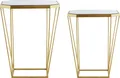 Produktbild: BELIANI Beistelltische 2er Set Spiegel/Gold aus Glas und Metal Sechseckige Wohnzimmer Modern