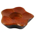 Produktbild: Oriental Galerie Teelichthalter Holz Blume Deko Kerzenhalter Kerzenständer Teelicht Thailand 10 cm Orange