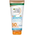 Produktbild: Garnier Sonnenschutzmilch mit LSF 50+ für Kinder, Sonnencreme mit sehr hohem Sonnenschutz, Anti-Austrocknung der Haut, Ambre Solaire Kids Sensitive expert+, 1 x 175 ml