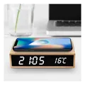 Produktbild: mikamax Bamboo Wireless Charger Clock – Schnelles und einfaches Laden mit USB-C Kabel (inklusive), 15W Wireless Charger