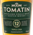 Produktbild: TOMATIN Triple Cask Highland Single Malt Scotch Whisky 12 Jahre 43% Vol
