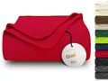 Produktbild: ZOLLNER Kuscheldecke in 130x170 cm - kuschelige und langlebige Fleecedecke - waschbar bis 95°C - hochwertiges Einfassband - antistatisch - Polyester - in rot - Oeko Tex® Zertifiziert