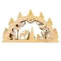 Produktbild: WEIGLA - Schwibbogen original Erzgebirge I Lichterbogen Weihnachten aus Holz I Motiv Hirschfamilie I 7 Lampenkerzen + 1 Ersatzlampe I 7x34V, 3W, E10 I beleuchtete Weihnachtsdeko innen