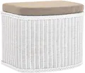 Produktbild: Rattan Wäschekorb -Truhe gepolsterter Sitz Wäschesammler (Weiss, bauchig)