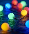 Produktbild: Kugel Lichterkette mit 180 bunten Lichtkugeln 17,9 m lang IP44 Innen- und Außenbereich Partylichterkette Deko Weihnachten