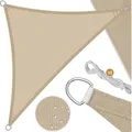 Produktbild: KESSER® Sonnensegel Sonnenschutz Windschutz | HDPE Gewebe | wasserabweisend & windabweisend | Dreieck | 5-Fach quer vernäht robust & stabil Schat... - Creme