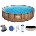 Produktbild: Power SteelTM Swim Vista SeriesTM Frame Pool Komplett-set Mit Filterpumpe Ø 549 X 122 Cm, Holz-optik (pinie), Rund