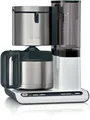 Produktbild: Filterkaffeemaschine 1,1L 8-12 Tassen Timer Edelstahl Isolierkanne weiß