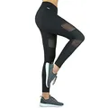 Produktbild: Formbelt Damen Sportleggings mesh HandyTaschen lang - high Waist sportleggins Pilates Fitness Stretch-Hose Hüfttasche hoher Bund Tummy Control für Smartphone Handy Netzstoff schwarz M