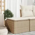 Produktbild: vidaXL Gartenhocker mit Kissen Beige 55x55x37 cm Poly Rattan