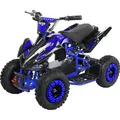Produktbild: Actionbikes Motors Kinderquad Racer 1000, Pocket-Quad mit 1000 Watt Elektromotor, 3 Batterien, Stoßdämpfer, bis 24 km/h (Schwarz/Blau)