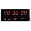 Produktbild: LED-Wanduhr Rot 36x15cm Segment LED-Anzeige I Zeit Datum Temperatur Alarmfunktion I Digitale Küchenuhr Bürouhr Wohnzimmer-Wanduhr - Rot