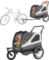 Produktbild: VEVOR Hundeanhänger, bis zu 45 kg, 2-in-1-Fahrradanhänger für kleine & große Hunde, klappbarer Rahmen mit Schnellspannrad, universelle Fahrradkupplung, inkl. Flagge, interne Leine, 1390x770x845 mm