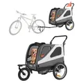 Produktbild: Vevor Hundeanhänger, Bis Zu 45 Kg, 2-in-1-fahrradanhänger Für Kleine & Große Hunde, Klappbarer Rahmen Mit Schnellspannrad, Universelle Fahrradkupplung, Inkl. Flagge, Interne Leine, 1390x770x845 Mm