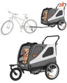 Produktbild: VEVOR Hundeanhänger, bis zu 45 kg, 2-in-1-Fahrradanhänger für kleine & große Hunde, klappbarer Rahmen mit Schnellspannrad, universelle Fahrradkupplung, inkl. Flagge, interne Leine, 1390x770x845 mm