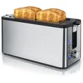 Produktbild: Edelstahl Toaster Langschlitz 4 Scheiben - Defrost Funktion - wärmeisolierendes Gehäuse - mit integrierten Brötchenaufsatz - Krümelschublade - Arendo