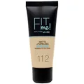 Produktbild: Maybelline New York, MakeUp Fit Me Foundation Matte, 112 Soft Beige, 30 milliliter