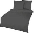 Produktbild: Kaeppel Biber Bettwäsche Uni Gelb Sand Lind Hellblau Terra Weiß Rot Anthrazit Leinen Silber Einfarbig, Farbe:Anthrazit, Größe:135x200cm Bettwäsche