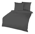 Produktbild: Kaeppel Biber Bettwäsche Uni Gelb Sand Lind Hellblau Terra Weiß Rot Anthrazit Leinen Silber Einfarbig, Farbe:Anthrazit, Größe:135x200cm Bettwäsche