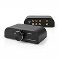 Produktbild: Nedis Audio Switch - Audio Umschalter - 4 Quellen - 3X Cinch und 1x 3,5 mm Klinke Eingang - RCA Switch - Plug and Play - Aluminium