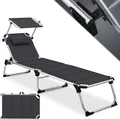 Produktbild: KESSER® Sonnenliege SUN mit Dach Gartenliege Liegestuhl klappbar Sonnendach Verstellbarer Rückenlehne , ergonomisch, gepolsterter Liegefläche, Aluminium Liege Gartenstuhl tragbar Strandliege