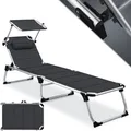 Produktbild: KESSER® Sonnenliege SUN mit Dach Gartenliege Liegestuhl klappbar Sonnendach Verstellbarer Rückenlehne , ergonomisch, gepolsterter Liegefläche, Aluminium Liege Gartenstuhl tragbar Strandliege