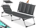 Produktbild: KESSER® Sonnenliege Sun mit Dach Gartenliege Liegestuhl klappbar Sonnendach Verstellbarer Rückenlehne, ergonomisch gepolsterter Liegefläche Aluminium Liege Gartenstuhl tragbar Strandliege, Anthrazit