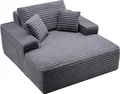 Produktbild: VEVOR Chaiselongue Relaxliege 124 cm, gepolstertes Schlafsofa mit Dekokissen & Armlehnen, Schlafcouch mit tiefer Sitzfläche für Wohnzimmer Schlafzimmer, Loungesessel aus hochelastischem Schwamm