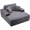 Produktbild: VEVOR Chaiselongue Relaxliege 124 cm, gepolstertes Schlafsofa mit Dekokissen & Armlehnen, Schlafcouch mit tiefer Sitzfläche für Wohnzimmer Schlafzimmer, Loungesessel aus hochelastischem Schwamm
