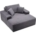 Produktbild: Vevor Chaiselongue Relaxliege 124 Cm, Gepolstertes Schlafsofa Mit Dekokissen & Armlehnen, Schlafcouch Mit Tiefer Sitzfläche Für Wohnzimmer Schlafzimmer, Loungesessel Aus Hochelastischem Schwamm