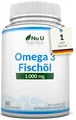 Produktbild: Omega 3 Fischöl 1000mg Hochdosiert - 365 Softgel Kapseln - Omega3 mit 540mg EPA und 360 mg DHA pro Tagesdosis - Reines Omega-3 aus nachhaltiger Fischerei - Nu U Nutrition