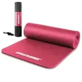 Produktbild: Muawo Fitnessmatte, Yogamatte, Sportmatte und Gymnastikmatte (mit Tragegurt und Trage-/ Aufbewahrungstasche), extra dick 15 mm & extra lang 190 cm, PHTHALATFREI, kein Chemie Geruch rot 100 cm
