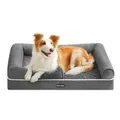 Produktbild: Feandrea Orthopädisches Hundebett, Hundekissen, Hundekorb, weiche Polsterung, Hundesofa, erhöhte Ränder, Bezug abnehmbar und waschbar, 91 x 68 x 18 cm, rutschfeste Unterseite, hellgrau PGW076G02V1