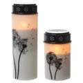 Produktbild: MARELIDA LED Grablichter Pusteblume Grabkerze Trauerlicht Gedenklicht Friedhofkerze batteriebetrieben aus Kunststoff (2x Blume 12cm/21cm)