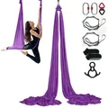 Produktbild: VEVOR Aerial Yoga Hängematte Set 8 x 2,8 m, Lila Aerial Yoga Swing Air Fliegen, Indoor Aerial Yoga Hammock Swing 1000 kg Max. Tragfähigkeit, inkl. Yoga-Socken & Stahlkarabiner & Alu-Drehgelenk