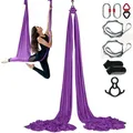 Produktbild: Vevor Aerial Yoga Hängematte Set 8 X 2,8 M, Lila Aerial Yoga Swing Air Fliegen, Indoor Aerial Yoga Hammock Swing 1000 Kg Max. Tragfähigkeit, Inkl. Yoga-socken & Stahlkarabiner & Alu-drehgelenk