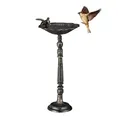 Produktbild: Relaxdays Vogeltränke Gusseisen, Gartendeko antiker Stil, Vogelfutterstelle für Wildvögel, stehend, 40 cm hoch, bronze