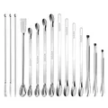 Produktbild: Labor Spatel Edelstahl Laborlöffeln Mikro Löffelspatel Probenahme Spatel Set Doppelkopf Laborspachtel für Pulver Gel Kappen Füller 15 Stück Silber