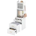 Produktbild: COSTWAY Schminktisch Set, Frisiertisch mit Hocker, Klappspiegel, Schubladen, verstellbarem Regal, Schrank & Steckdosen, Kosmetiktisch 52x51x175cm